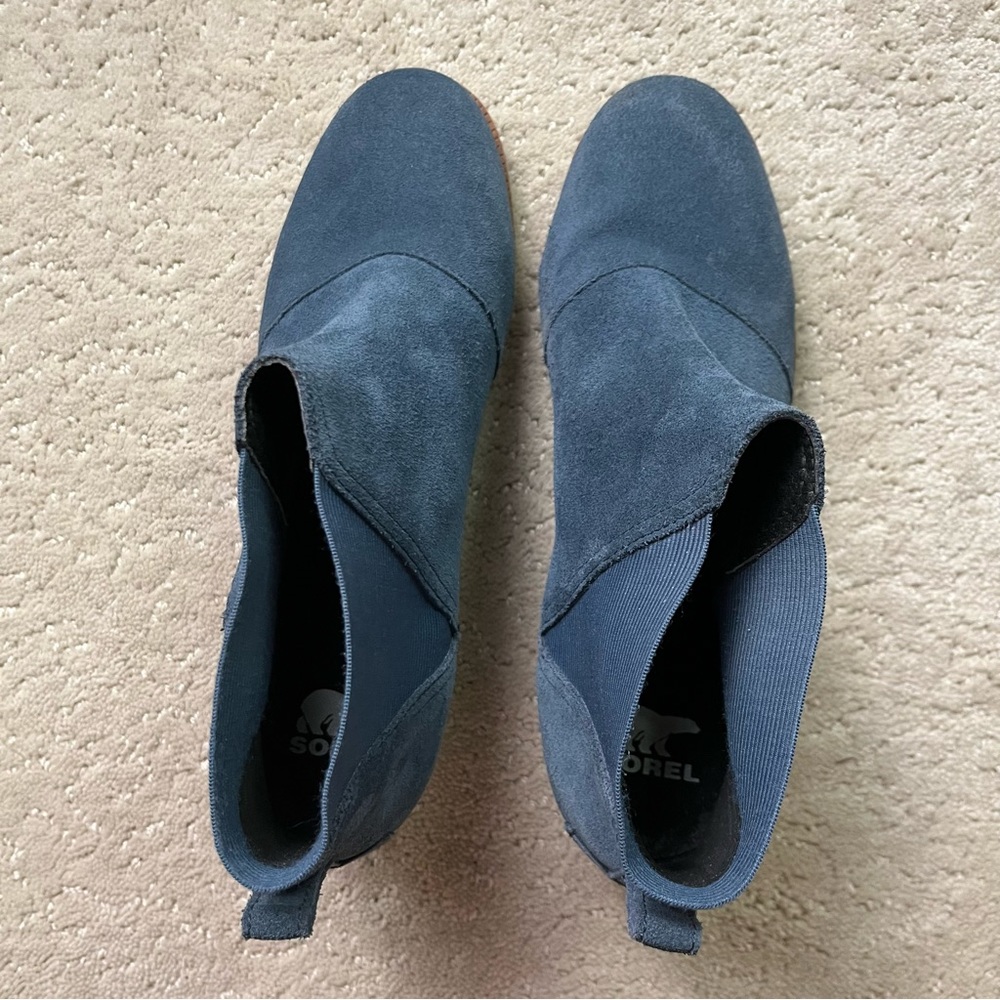 Sorel Cate Chelsea Blue Suede Ankle Boots Booties 9.5 - Picture 9 of 11